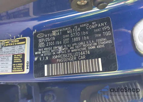 2020 Hyundai Venue Sel z USA, uszkodzony, nr VIN KMHRC8A35LU014474